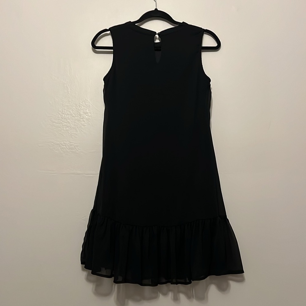 Sleeveless Tulle Chiffon Lined Ruffle Hem Black Dress Size Small - Picture 3 of 10